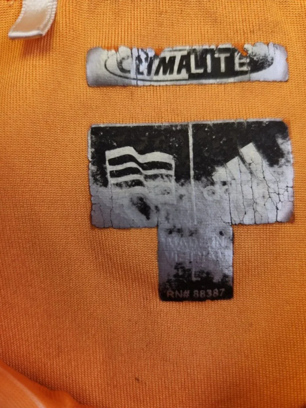 Adidas Climalite Adult Men Large Orange Striped Short Sleeve Golf Polo Polyester